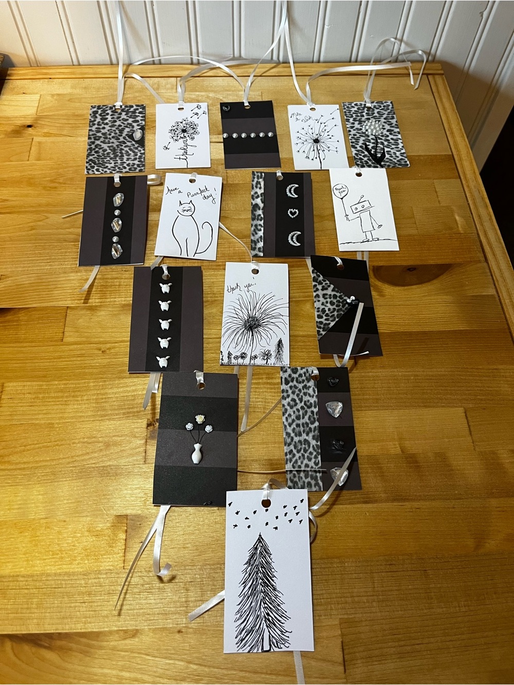 Hand crafted Black & White Tags- 15
